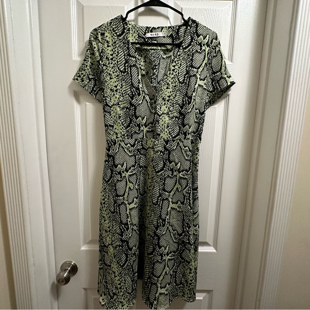 Na-KD Snake Print Green Summer Spring Dress